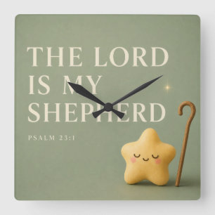 Der Herr ist mein Hirte Psalm 23:1 Sage Green Quadratische Wanduhr
