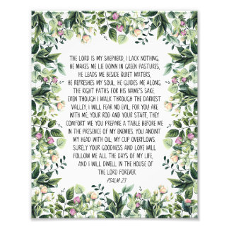Der Herr ist mein Hirte, Psalm 23, Bibelverse Fotodruck