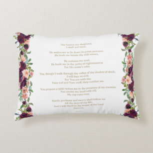 Der Herr ist mein Hirte Psalm 23 Burgunder Floral Dekokissen