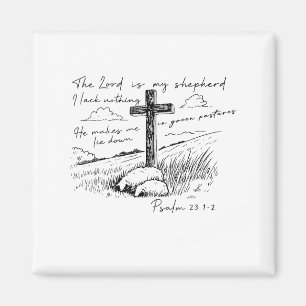 Der Herr ist mein Hirte Psalm 23 Kreuz Wiese Magnet