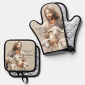 Der Herr ist mein Hirte Psalm 23 Ofenhandschuh & Topflappen-Set (Vorderseite/Rückseite)