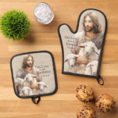 Der Herr ist mein Hirte Psalm 23 Ofenhandschuh & Topflappen-Set (Oben Unten)