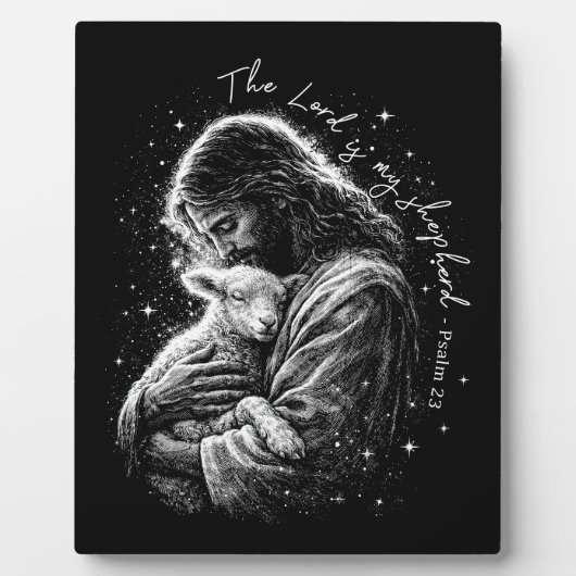 Der Herr ist mein Hirte. Psalm 23. Plakette & Staf Fotoplatte (Vorderseite)