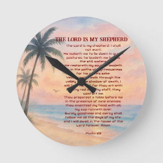 Der Herr ist mein Hirte Psalm 23 Sunset Beach Runde Wanduhr