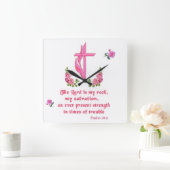 Der Herr ist mein Stein Quadratische Wanduhr (Zuhause)