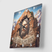 Der Herr ist mein Stein Quadratische Wanduhr (Winkel)