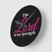 Der Herr ist meine Stärke Runde Wanduhr (Winkel)