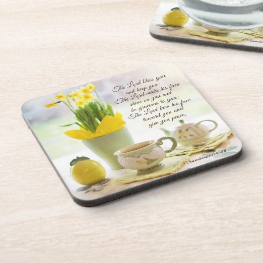 Der Herr segne euch die Nummern 6:24-26 Bibelverse Getränkeuntersetzer (Linke Seite)