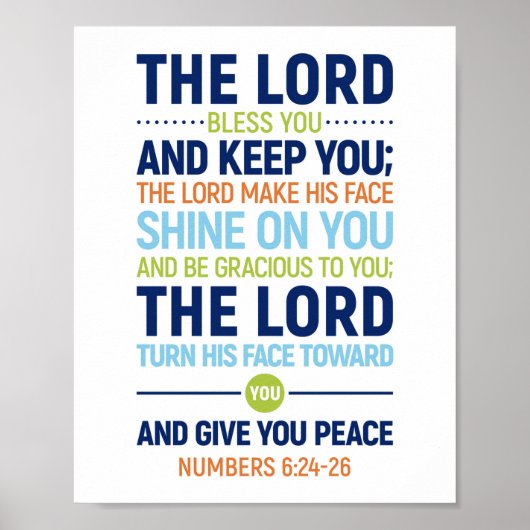 Der Herr segne euch und Behalte euch, Nummern 6:24 Poster (Vorne)