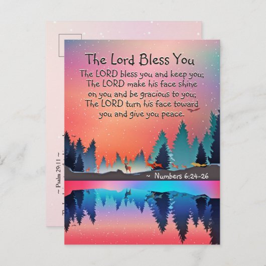 Der Herr segne Sie Nummern 6:24-26 Wintersee Postkarte (Vorne/Hinten)