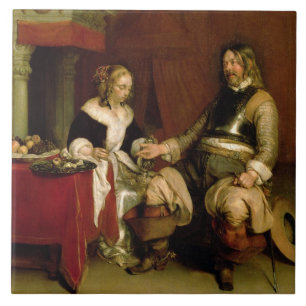 Der Herr-Soldat (Öl auf Leinwand) Fliese