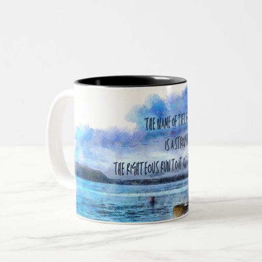 Der Herr, unser starker Turm Zweifarbige Tasse (Vorderseite Links)