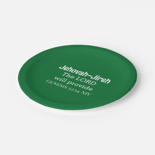 Der Herr wird die Bibel Verse Dunkelgrün zur Verfü Pappteller (Schrägansicht)