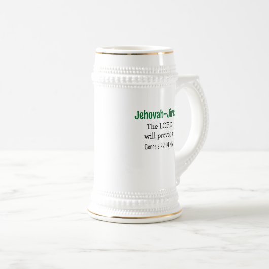 Der Herr wird die Bibelverse grün und weiß zur Ver Bierglas (VorderseiteRechts)