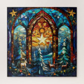 Der herrliche Winter aus verkettetem Glas im Wald Puzzle (Vertikal)