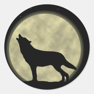 Der heulende Wolf in der Nacht Runder Aufkleber