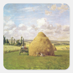 Der Heuschober, Pontoise, 1873 Quadratischer Aufkleber
