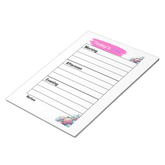 Der heutige Plan Pink Hydrangea Seiten Notizblock (angewinkelt)