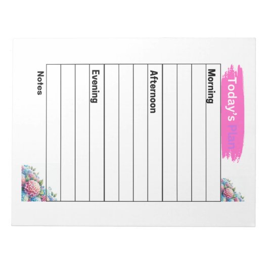 Der heutige Plan Pink Hydrangea Seiten Notizblock (Vorderseite)