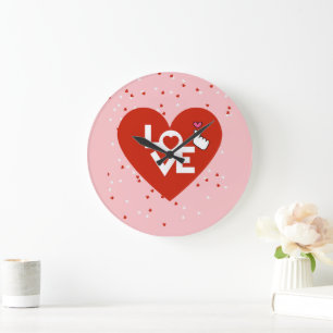 Der heutige Tag des Glücks Valentine Große Wanduhr