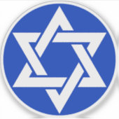 Der Hexagram (weiß auf blau) Aufkleber (Vorderseite)