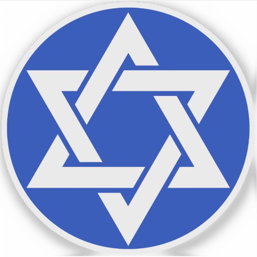 Der Hexagram (weiß auf blau) Aufkleber (Vorderseite)