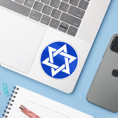 Der Hexagram (weiß auf blau) Aufkleber (Laptop mit iPhone)