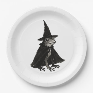 Der Hexenfrosch – Tuschepinsel-Halloween-Design au Pappteller
