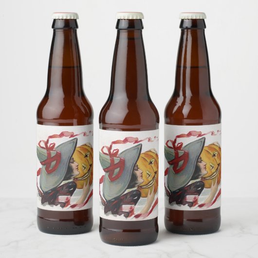 Der Hexenkuss: eine Kürbislaterne zu Halloween Bierflaschenetikett (Flaschen)