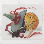 Der Hexenkuss: eine Kürbislaterne zu Halloween Bierflaschenetikett (Einzelnes Label)