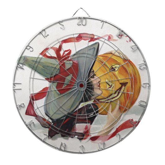 Der Hexenkuss: eine Kürbislaterne zu Halloween Dartscheibe (vorne)