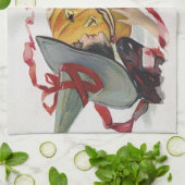 Der Hexenkuss: eine Kürbislaterne zu Halloween Geschirrtuch (Gefaltet)