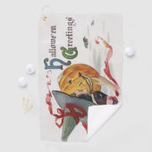 Der Hexenkuss: eine Kürbislaterne zu Halloween Golfhandtuch (Insitu)