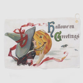 Der Hexenkuss: eine Kürbislaterne zu Halloween Golfhandtuch