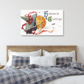 Der Hexenkuss: eine Kürbislaterne zu Halloween Leinwanddruck (Insitu (Schlafzimmer))