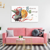 Der Hexenkuss: eine Kürbislaterne zu Halloween Leinwanddruck (Insitu (Wohnzimmer))