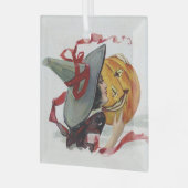 Der Hexenkuss: eine Kürbislaterne zu Halloween Ornament Aus Glas (Vorderseite links)