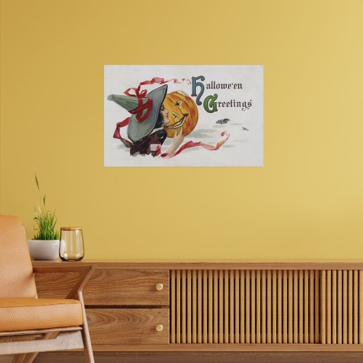 Der Hexenkuss: eine Kürbislaterne zu Halloween Poster (Wohnzimmer 2)