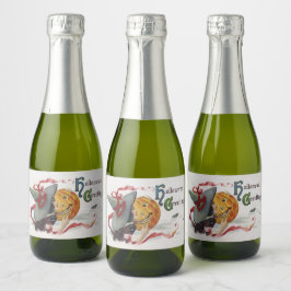 Der Hexenkuss: eine Kürbislaterne zu Halloween Schaumweinetikett