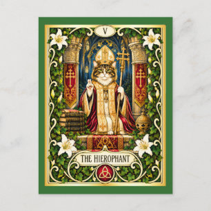 Der Hierophant Katzen Tarot - Tradition und Weishe Postkarte