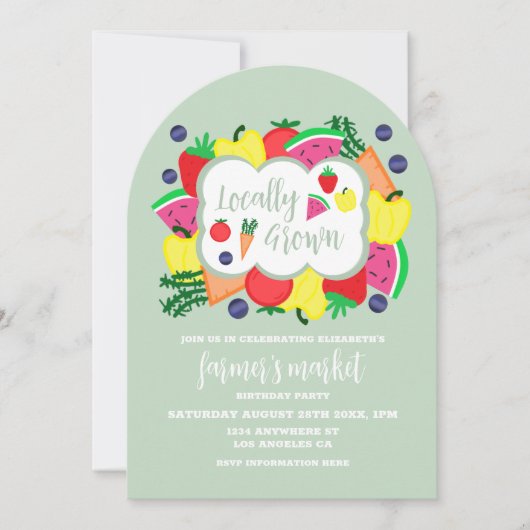 Der hiesige Bauernmarkt zum Geburtstag Einladung (Vorderseite)