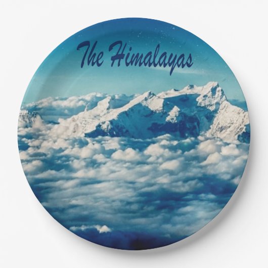 Der Himalaya mit Text Pappteller (Vorderseite)