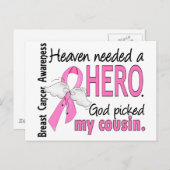Der Himmel brauchte einen Helden-Cousin-Brustkrebs Postkarte (Vorne/Hinten)