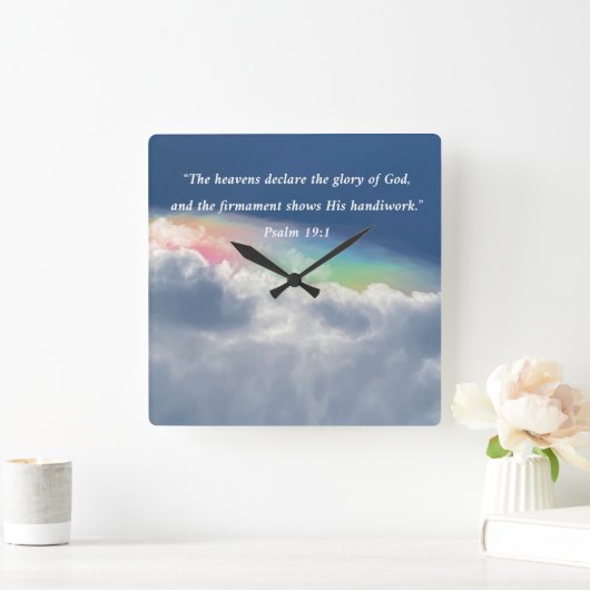 Der Himmel erklärt Ps. 19:1 Quadratische Wanduhr (Zuhause)