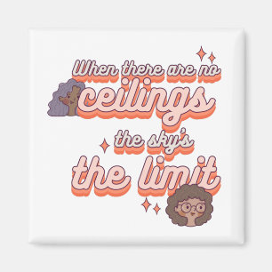 Der Himmel ist das Limit   Frauenrechte Rosa Retro Magnet