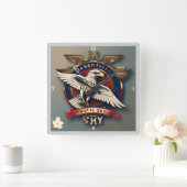 "Der Himmel ist das Limit" Quadratische Wanduhr (Zuhause)