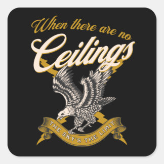 Der Himmel ist die Grenze | Frauenrechte Gelber Ad Quadratischer Aufkleber