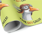 Der Himmel ruft! Lustiger Pilot Gans Geschenkpapier (Rolleneckpunkt)