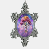 Der Himmelsbaum des Werdens. Schneeflocken Zinn-Ornament (Links)