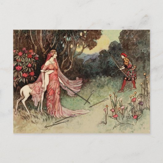 Der Hinter der Vintagen Märchengeschichte des Wald Postkarte (Vorderseite)